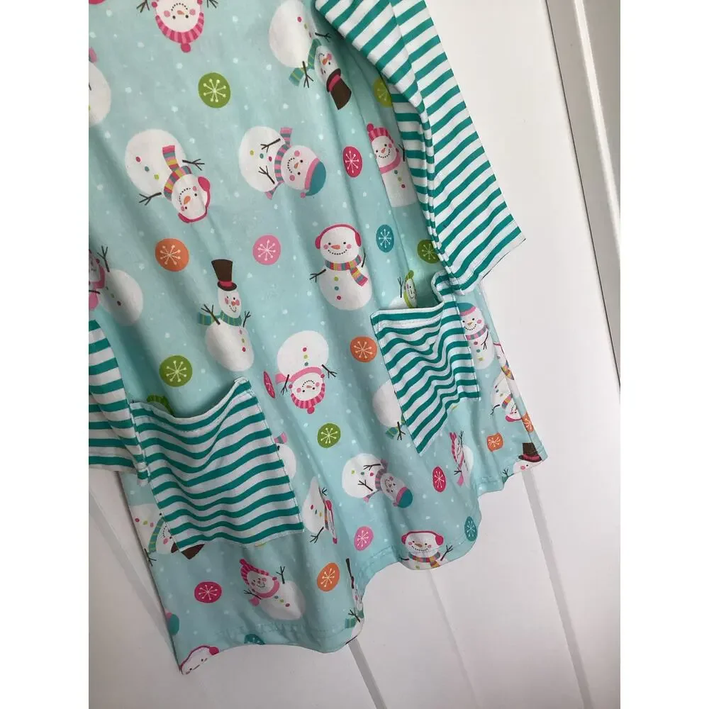 Unsh Ne Swing Girls Christmas Cheer Front Pocket‎ Stripe A-Line Dress Green 7
